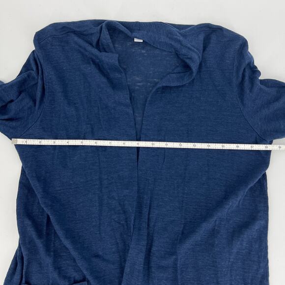 J. Jill Navy Linen Lightweight Cardigan Ruched Sleeve Size S - Picture 6 of 11